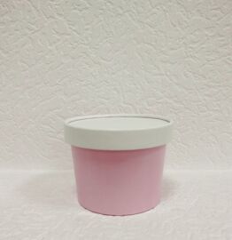 Бумажная креманка, Розовая, 300мл, с бумажной крышкой